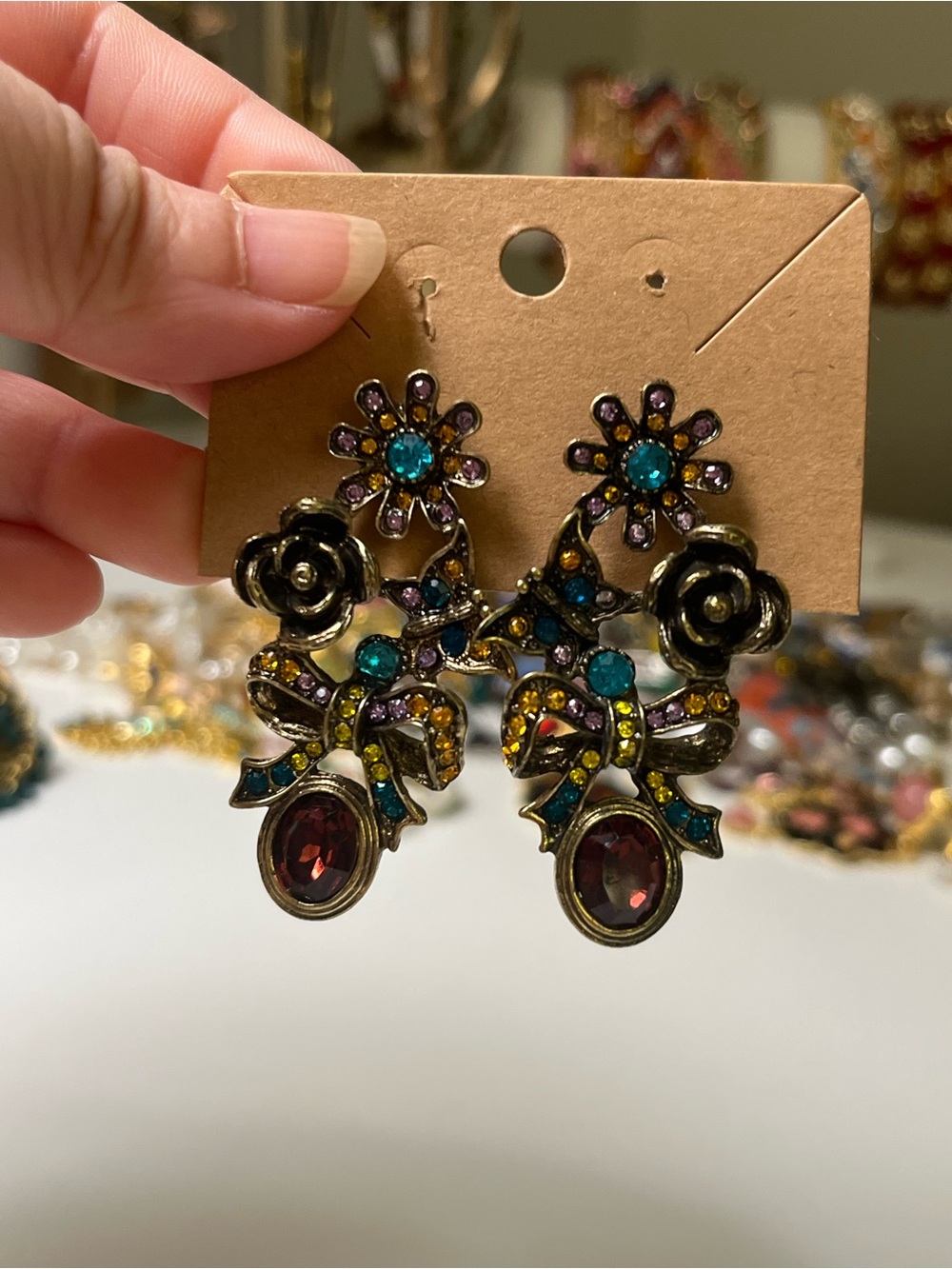 Vintage Inspired Floral Bow Earrings